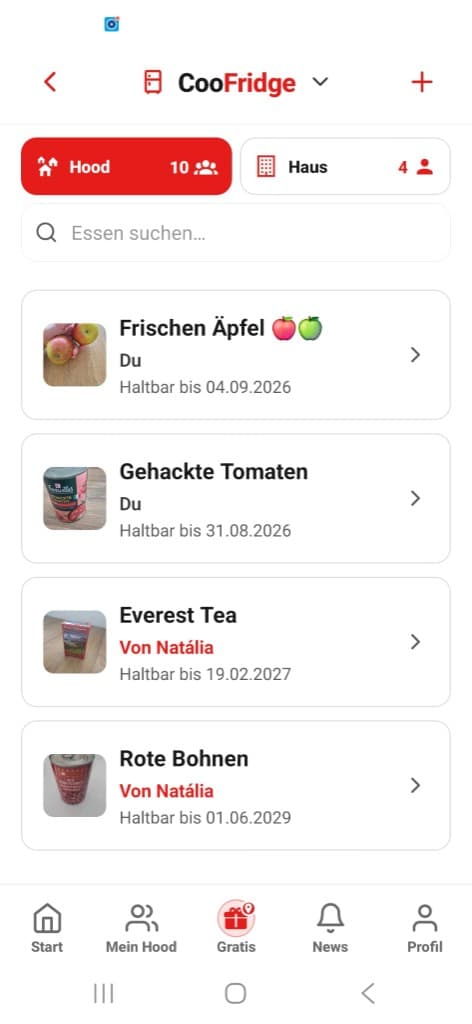 CooFridge nell'app CooHood: cibo condiviso nel Hood e nel palazzo