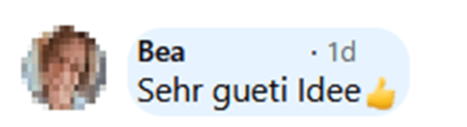 Bea, Facebook: „Sehr gueti Idee“